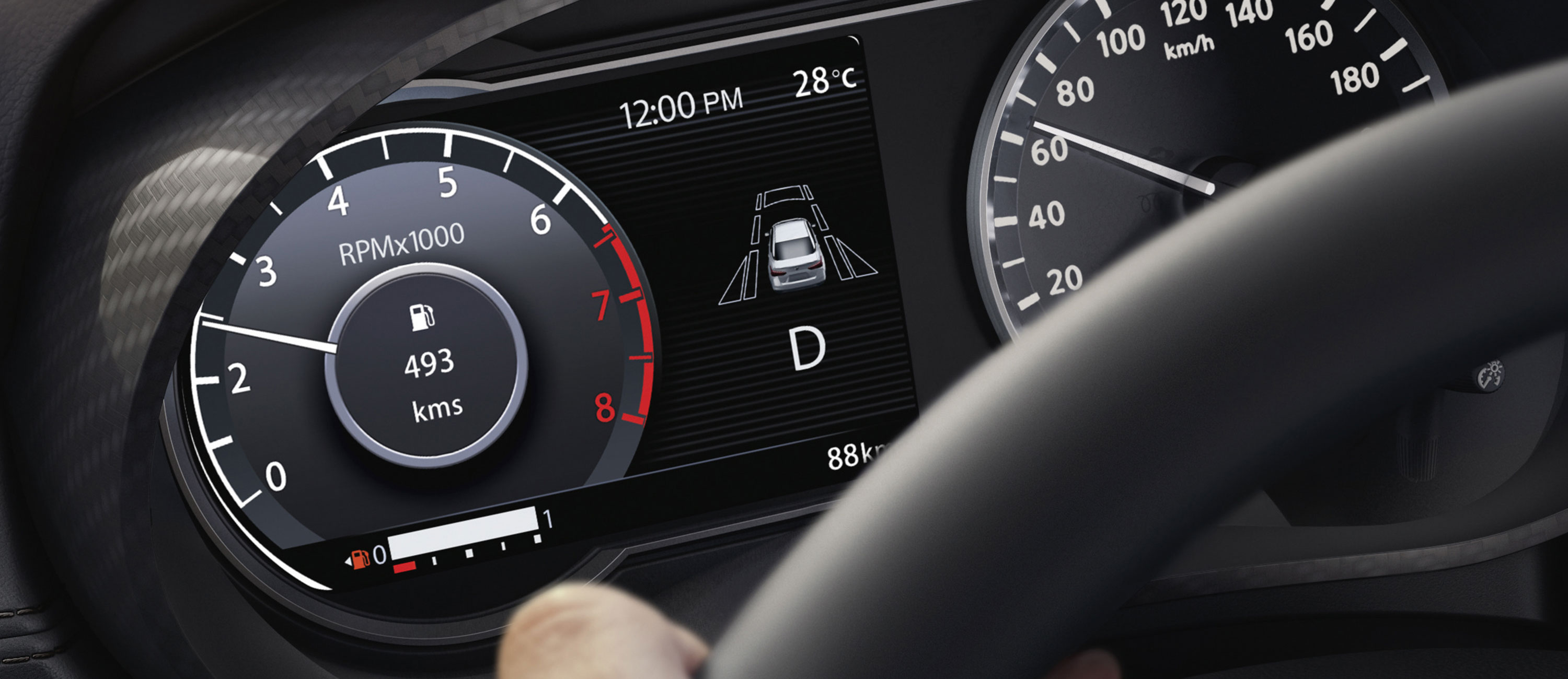 2020 Nissan SUNNY Advanced Drive Assist Display showing tachometer
